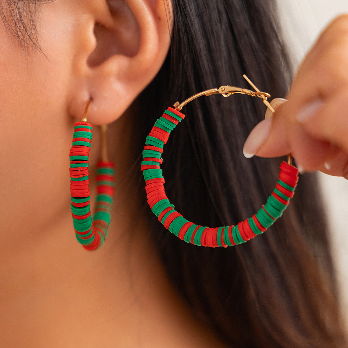 Planderful Christmas Ring Earrings Vienna Verve Santa Pendant For Women Contrasting Color Holiday Jewelry