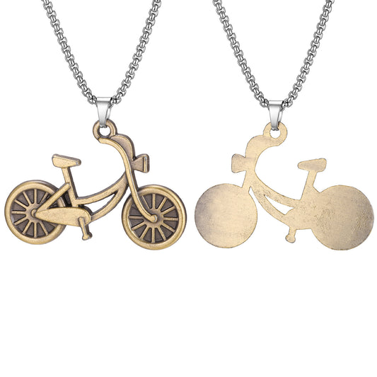 Stainless Steel Chain Alloy Bicycle Pendant Cool Necklace Neutral Wind