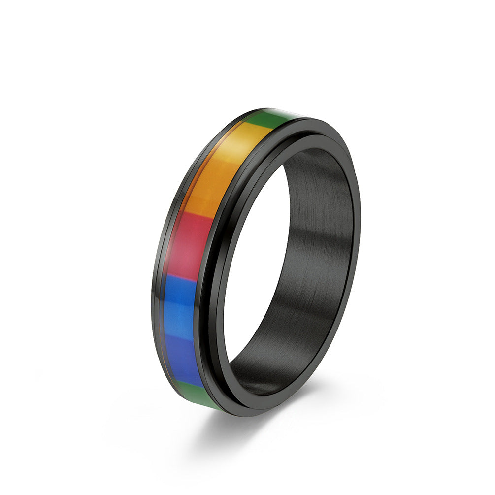 Rotatable Stainless Steel Rainbow Ring For Men Wholesale