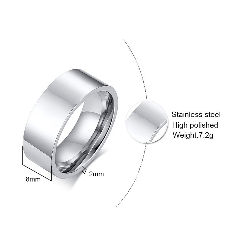 Titanium Steel Japan and Korea Simple Smooth Surface Ring