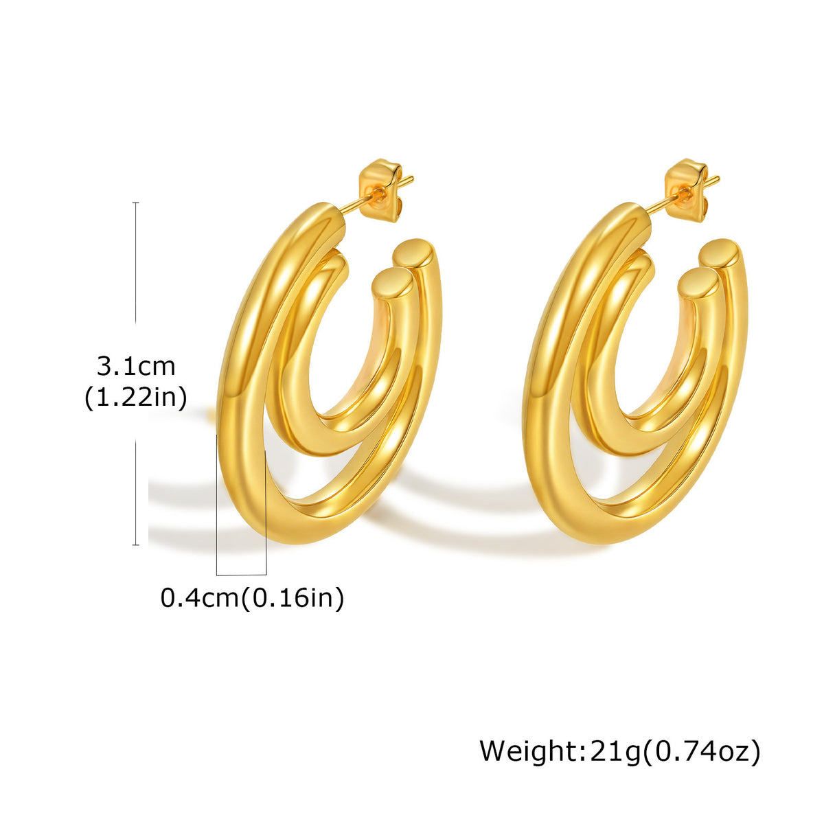 Modern Gold-Tone Stainless Steel Earrings