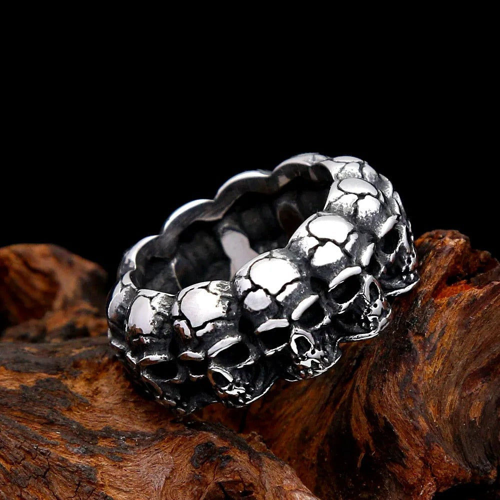 Punk Skull Viking Stainless Steel Men's Ring