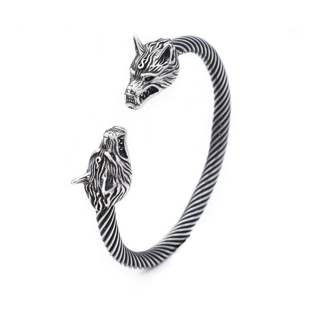 Viking Wolf Stainless Steel Men's Bracelet