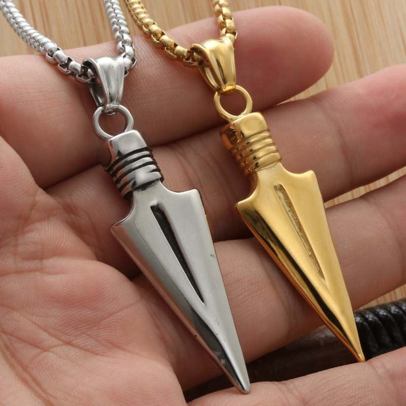 Punk Arrow Pendant Necklace for Men - Titanium Steel Dart Design by Planderful
