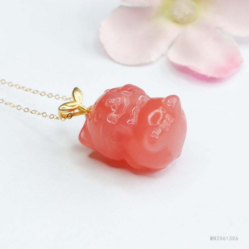 Yanyuan Agate Cat Silver Pendant — No Chain