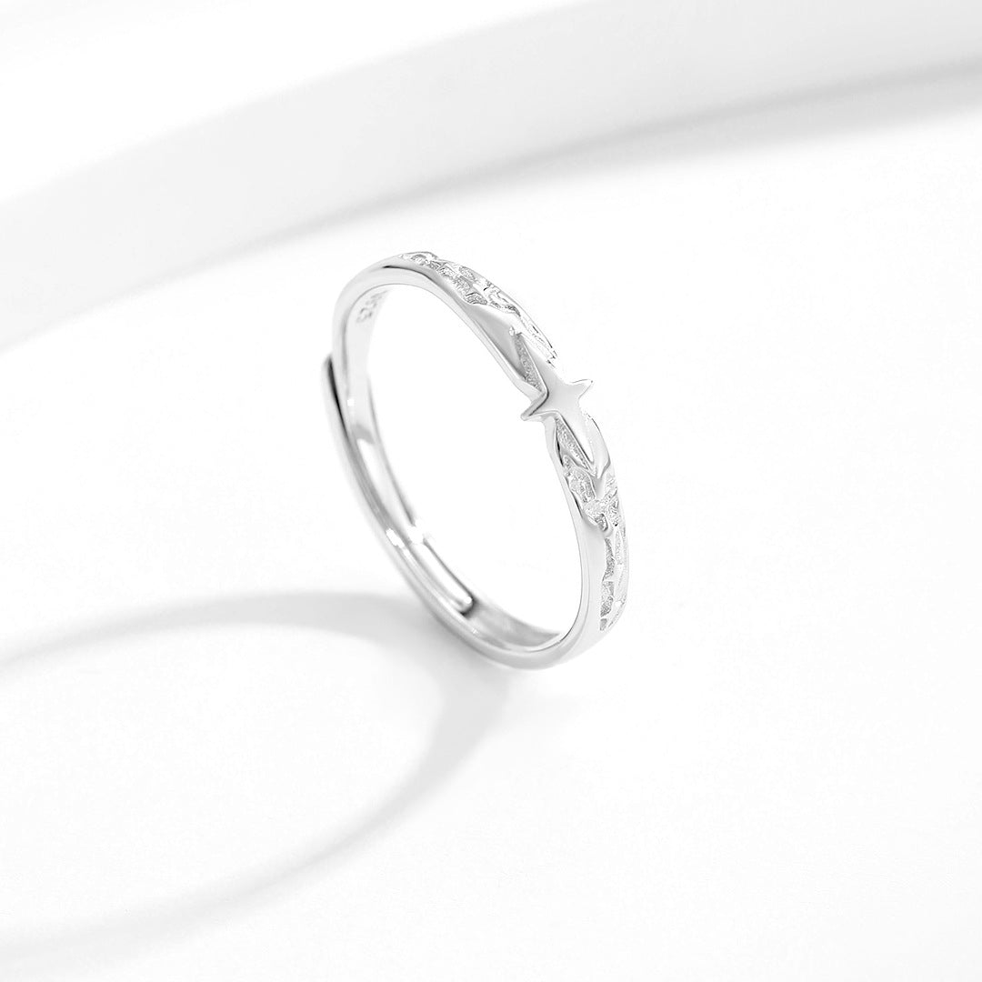 Planderful Sterling Silver S925 Tetragonal Star Ring For Women Adjustable Light Luxury Jewelry For Girlfriends