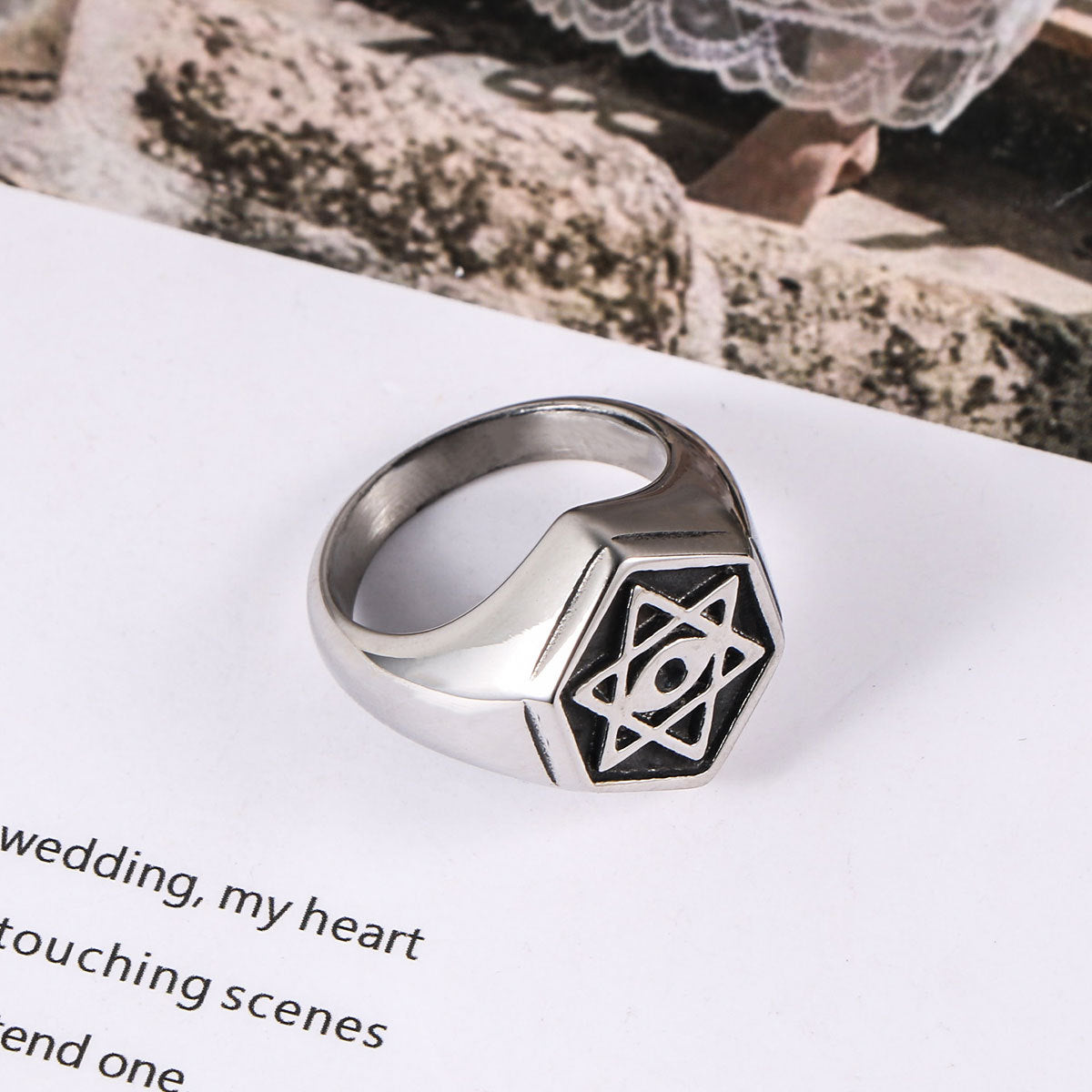 Retro Star Personalized Ring For Men Titanium Steel Band