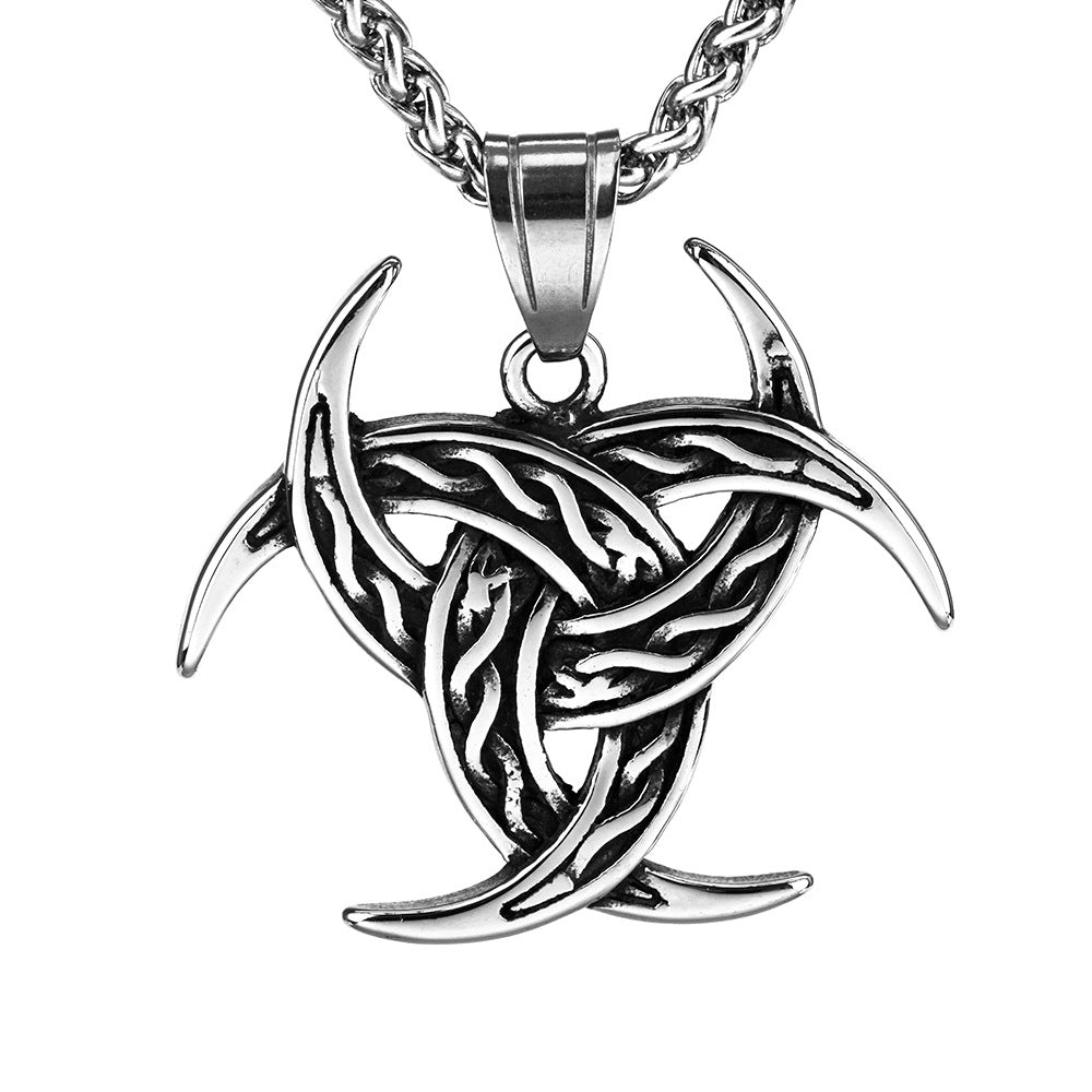 European And American Jewelry Wholesale Titanium Steel Men's Pendant Stainless Steel Necklace Retro Viking Celtic Knot Pendant