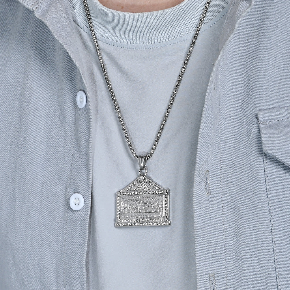 Planderful Hip Hop Necklace For Men Stainless Steel Zircon Pendant Everyday Genie Collection