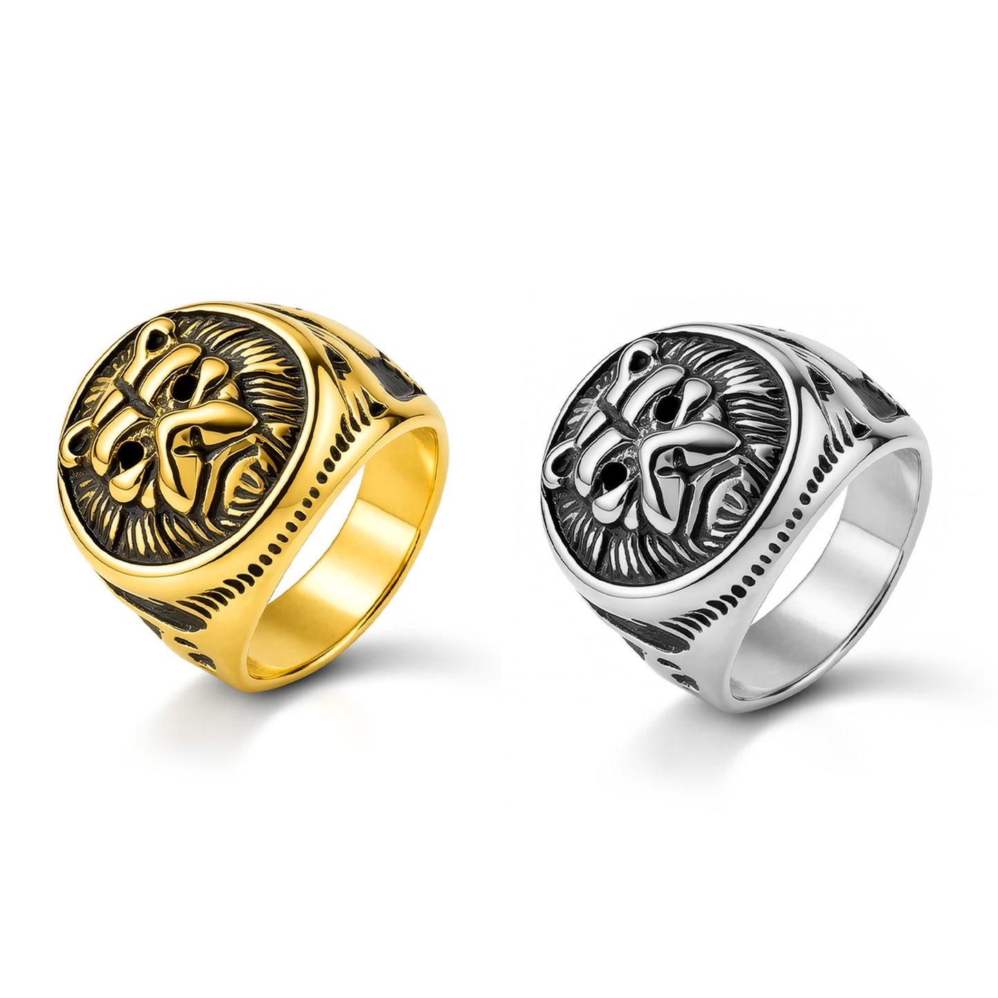 Lion Head Ring For Men And Unisex Stainless Steel Wide Band Bold Hip Hop Style By Planderful