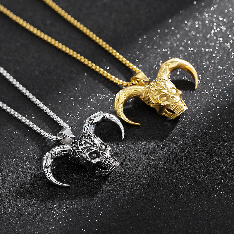 Skull Croissant Men's Pendant in Titanium Steel - Hip-Hop Chic for Men