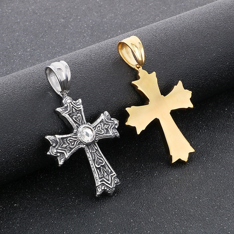 Planderful Mens Zircon Cross Pendant Personalized Necklace