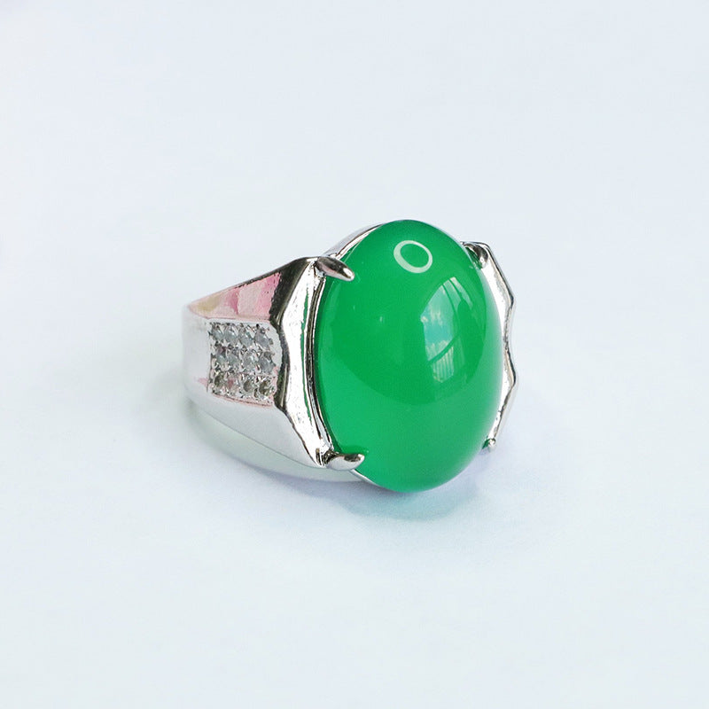 Chalcedony Gemstone Sterling Silver Adjustable Finger Ring