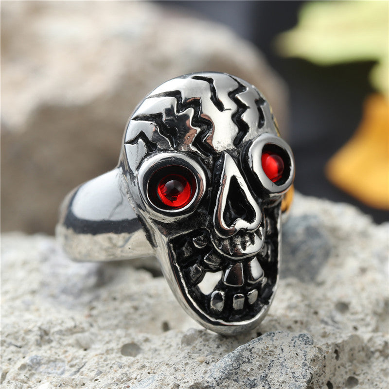 Punk Style Multi-Color Titanium Steel Skull Ring for Men - Retro Stainless Steel Jewelry