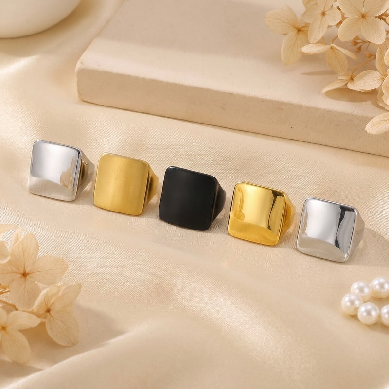 Wide Aspect Ring Hip-Hop Smooth/Sand Surface Men's And Women's Stainless Steel Ring