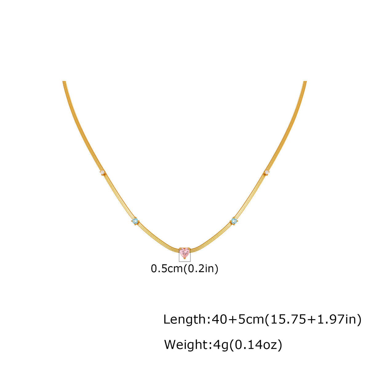 Single-Layer Clavicle Chain Stainless Steel Colored Zircon Blade Chain Women's Daily Wear Necklace
