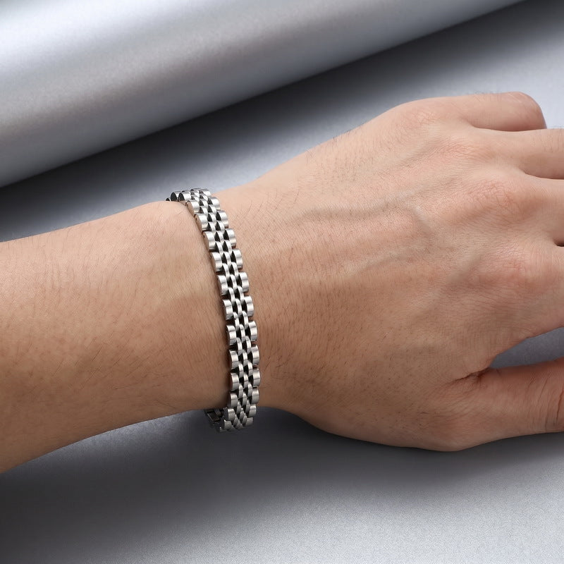 Japan & Korea Business Watch Chain Five Baht Strap Chain Stainless Steel Unisex Bracelet