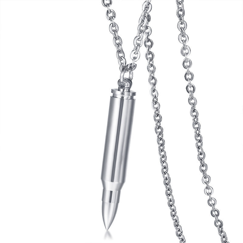 Stainless Steel Bullet Pendant Necklace Personalized Hip Hop Jewelry
