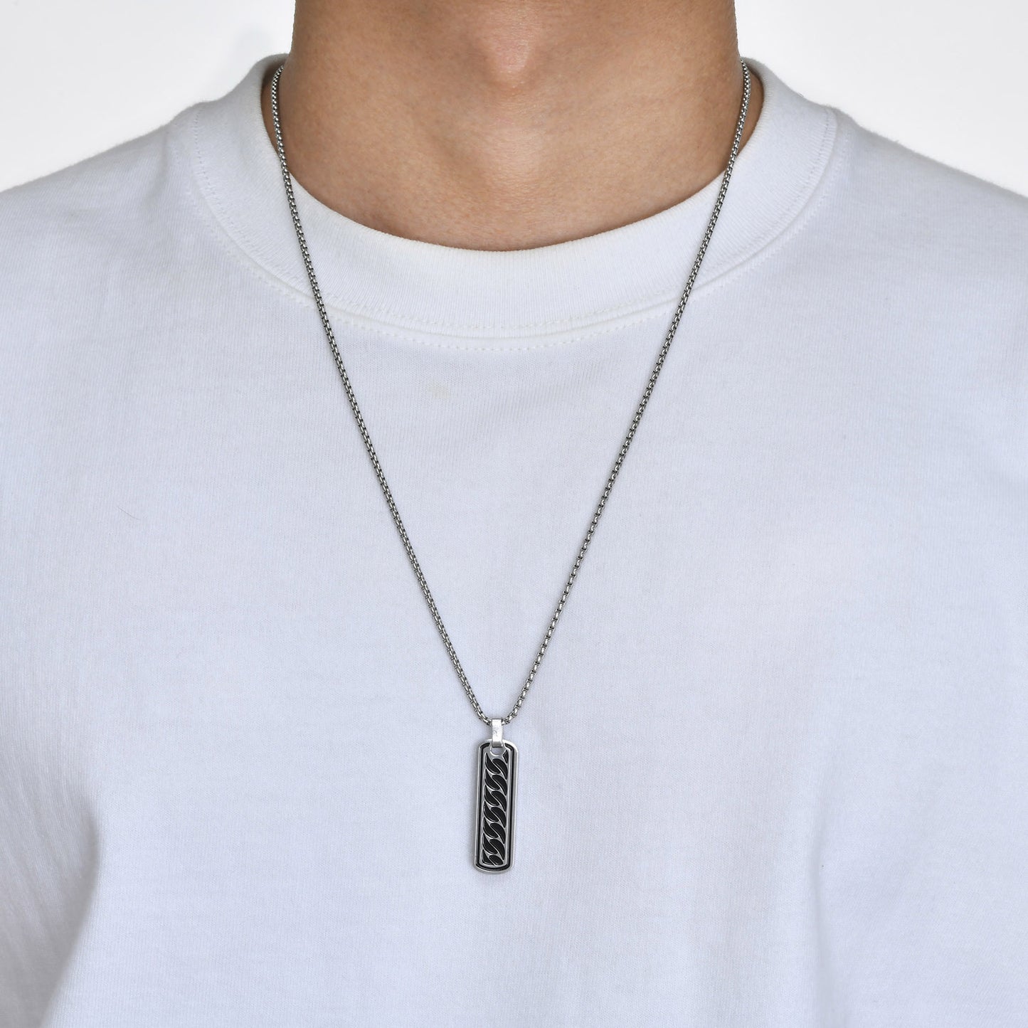 Stainless Steel Chain Pattern Pendant Necklace for Men