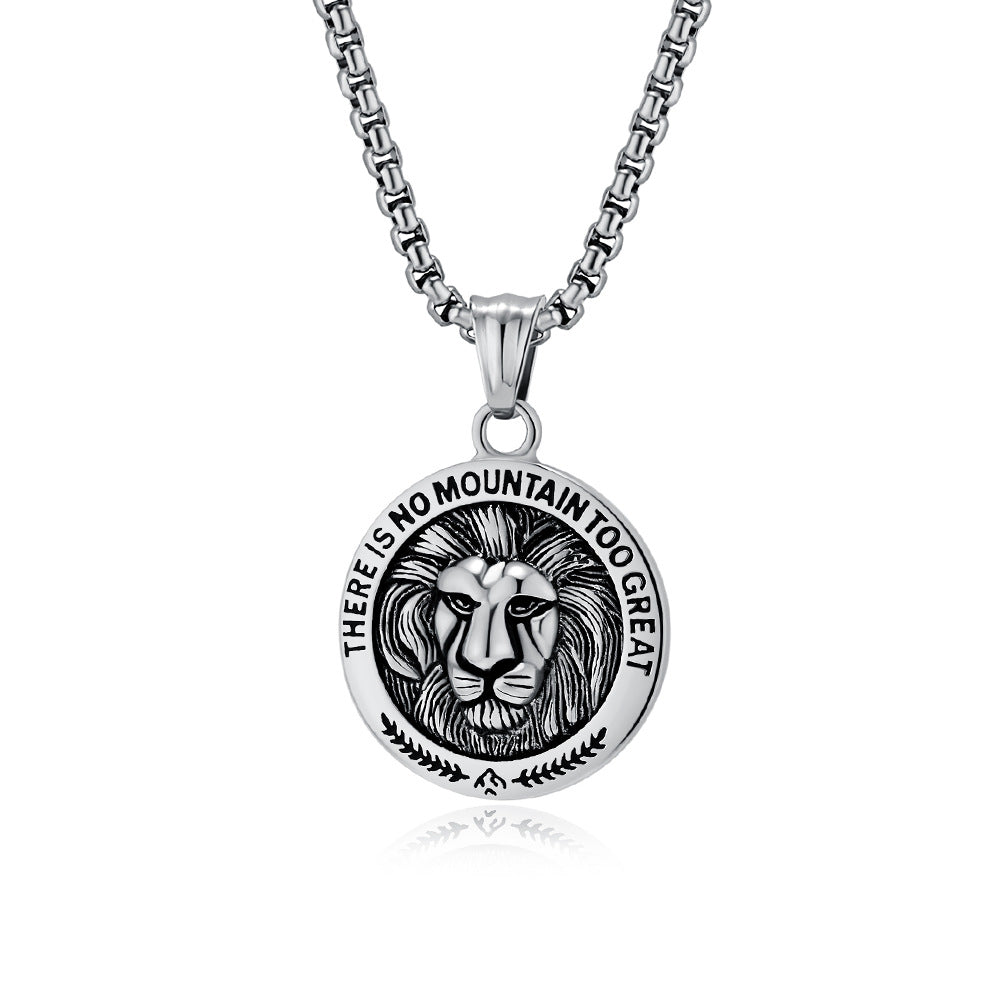 European and American Hip Hop Lion Head Titanium Steel Necklace