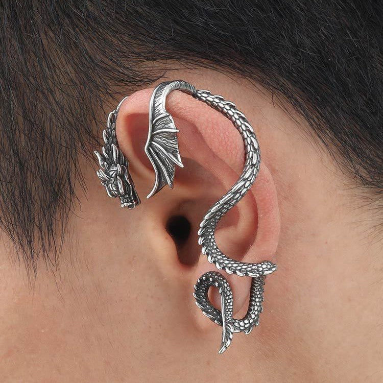 Dragon Stainless Steel Earring — Left Ear