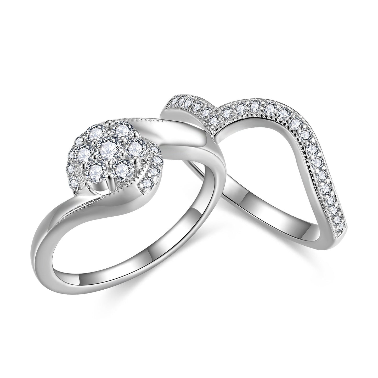 Vintage Niche Design Circumferential Diamond Snowflake Moissanite Ring