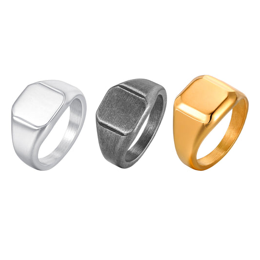 Men's Ring – Stainless Steel Sand Square Face Seal