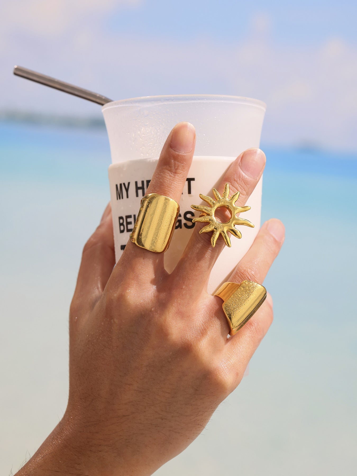 Planderful Geometric Wide Ring 18K Gold Plated Index Finger