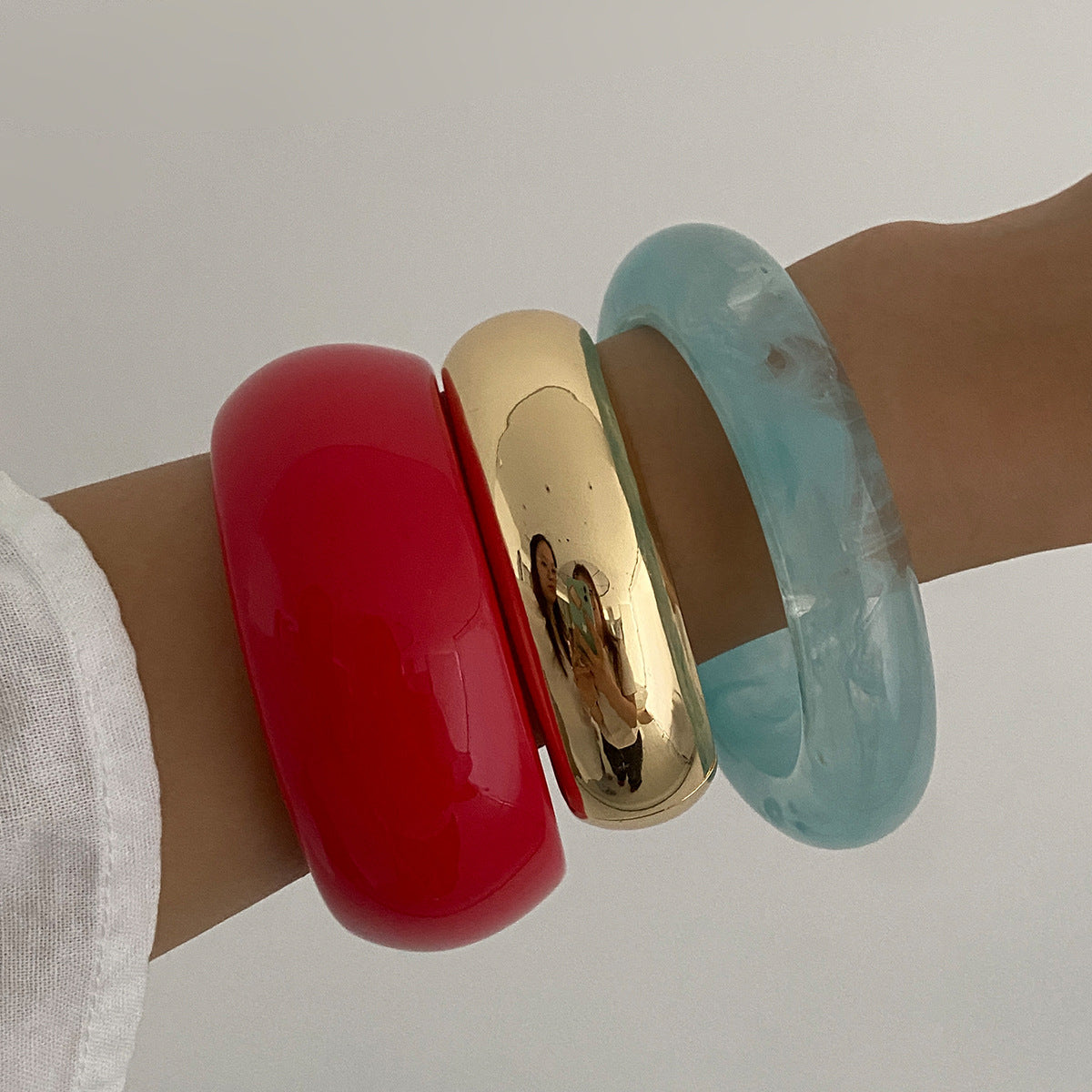 Planderful Vienna Verve Open Cuff Bracelet For Women Bold Red Blue Contrast Customizable Jewelry Statement