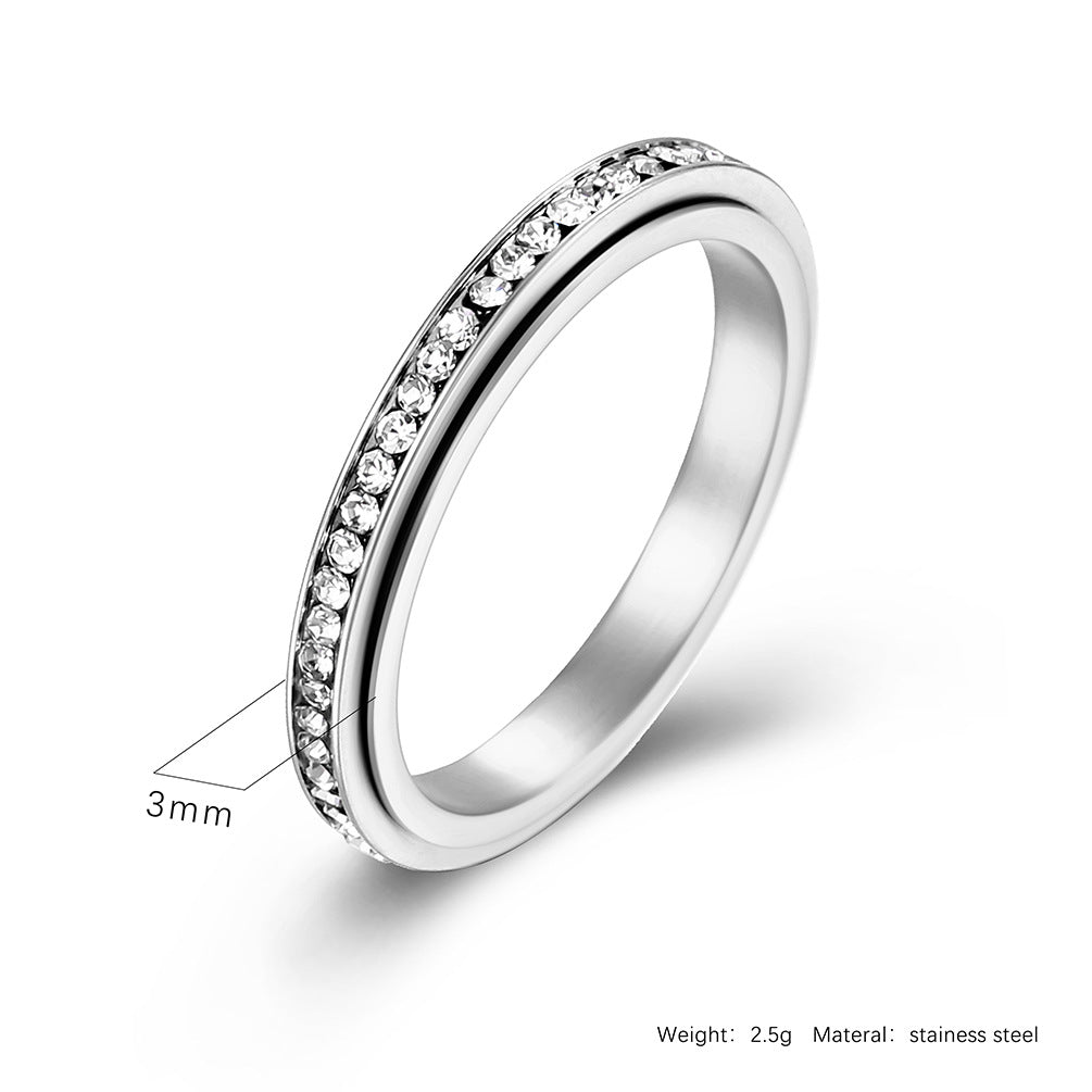 Planderful Zircon Rotating Stack Ring For Women Elegant Light Luxury Jewelry Everyday Genie