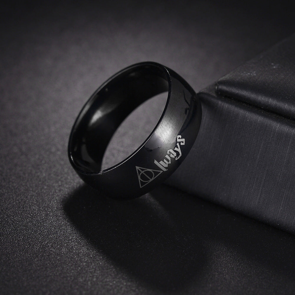 Mysterious Triangle Pattern Steel Ring Set - Size 6-13