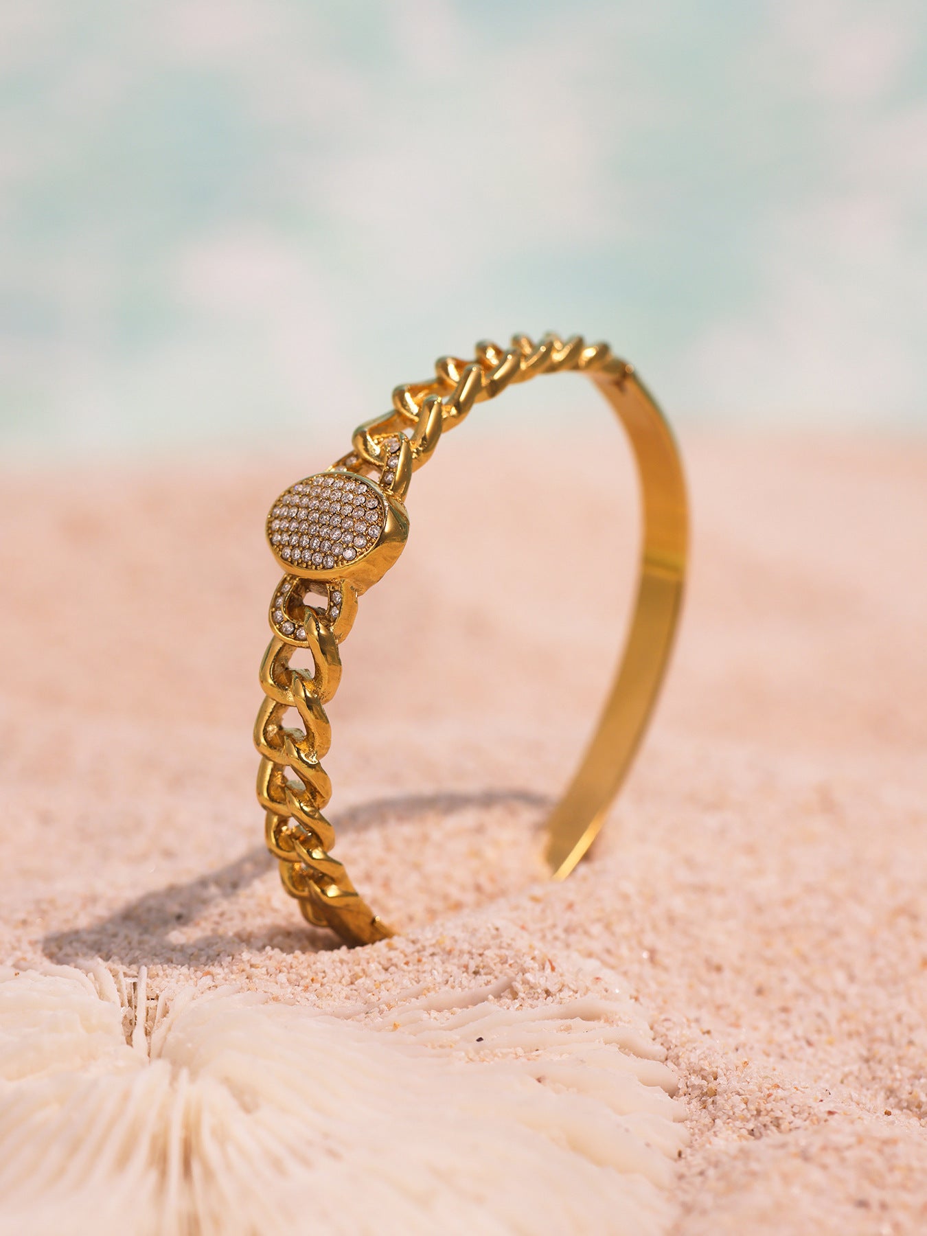 Planderful Stainless Steel NK Chain Zircon Bracelet Unisex