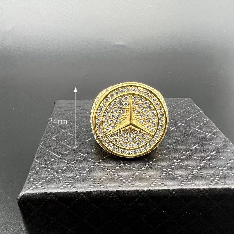 Planderful Everyday Genie Hip Hop Ring For Men Titanium Steel Gold Plated Rhinestone Luxury