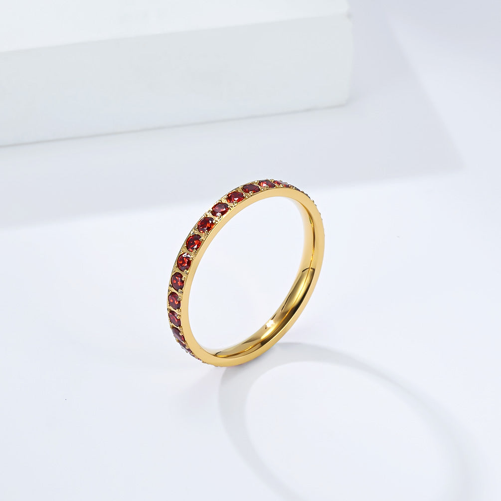 Planderful Titanium Steel Zircon Ring For Women Full Zircon Inlaid Light Luxury High End Niche Design