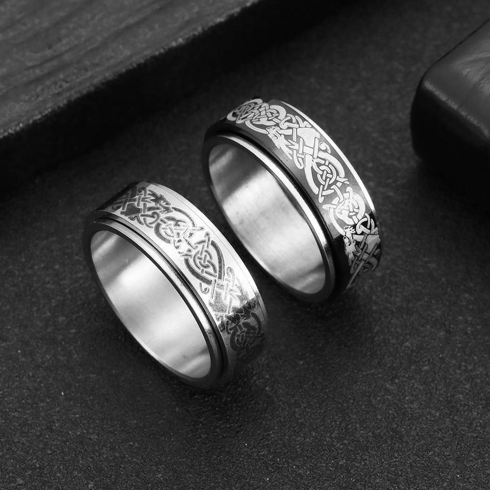 Rotating Dragon Pattern Titanium Steel Ring for Men - Cross-border Jewelry from Amazon Europe and America