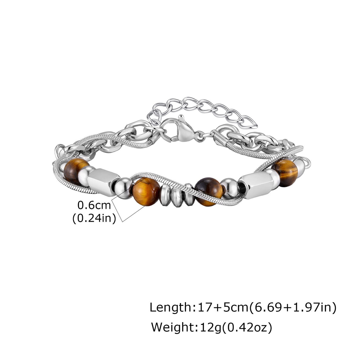 Natural Stone Stainless Steel Bracelet for Men