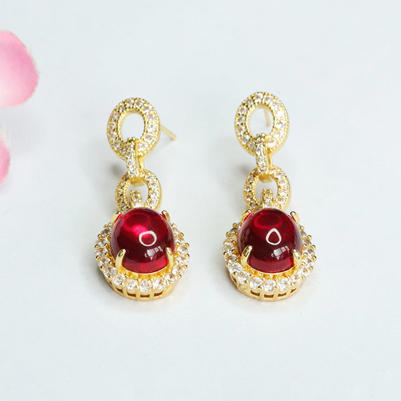 Lab-Grown Ruby Interlocking Stud Earrings
