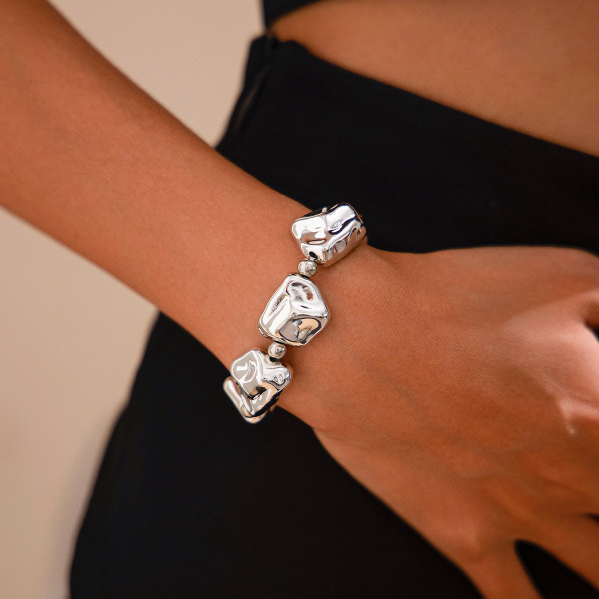 Planderful Statement Beaded Bracelet for Women Bold Geometric Irregular Beads Chic European Style