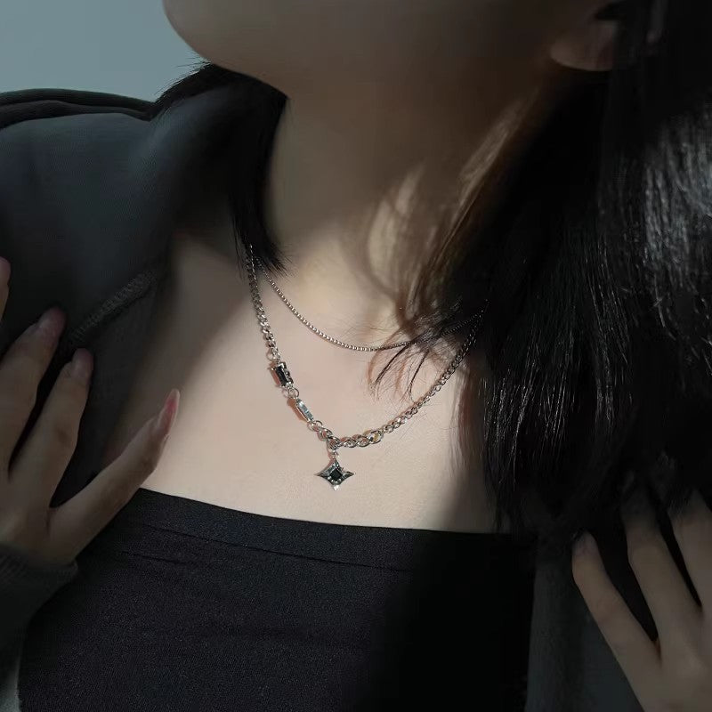 Planderful Jewelry Steel Necklace Double Layer Everyday Genie