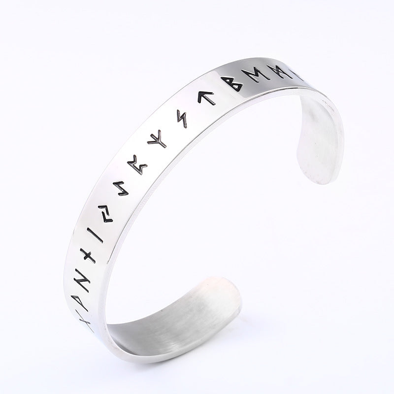 Viking Rune Titanium Steel Bracelet for Men - Retro European and American Style Jewelry