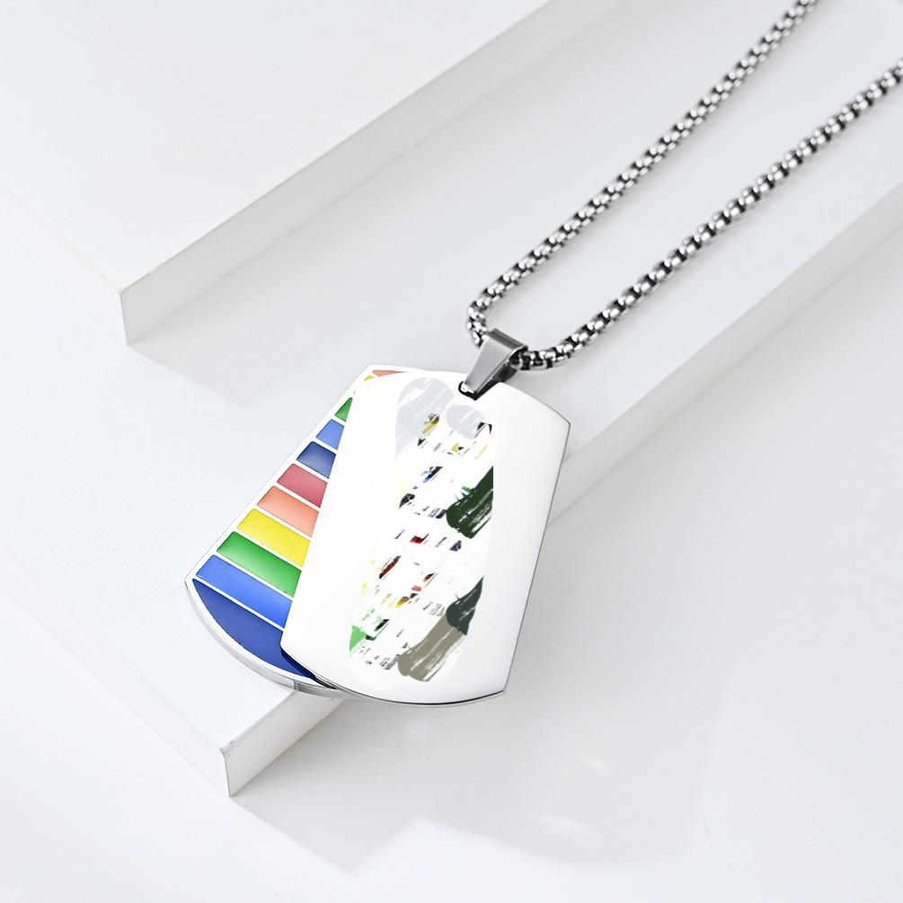 Rainbow Stainless Steel Double-Layer Pendant Unisex Single Necklace