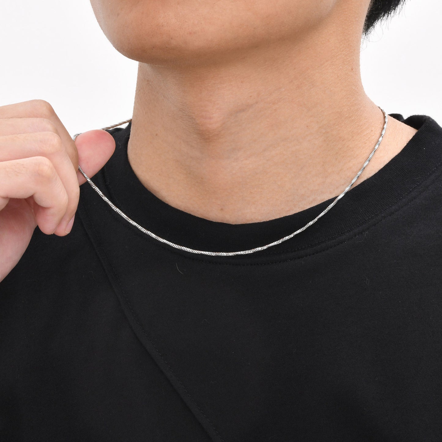 Men's Stainless Steel Twisted Square Snake Bone Chain Necklace