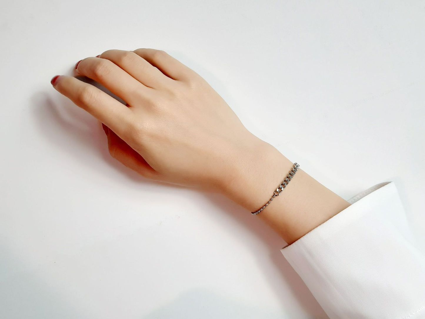 Stainless Steel Grinding Chain Bead Necklace Bracelet Set