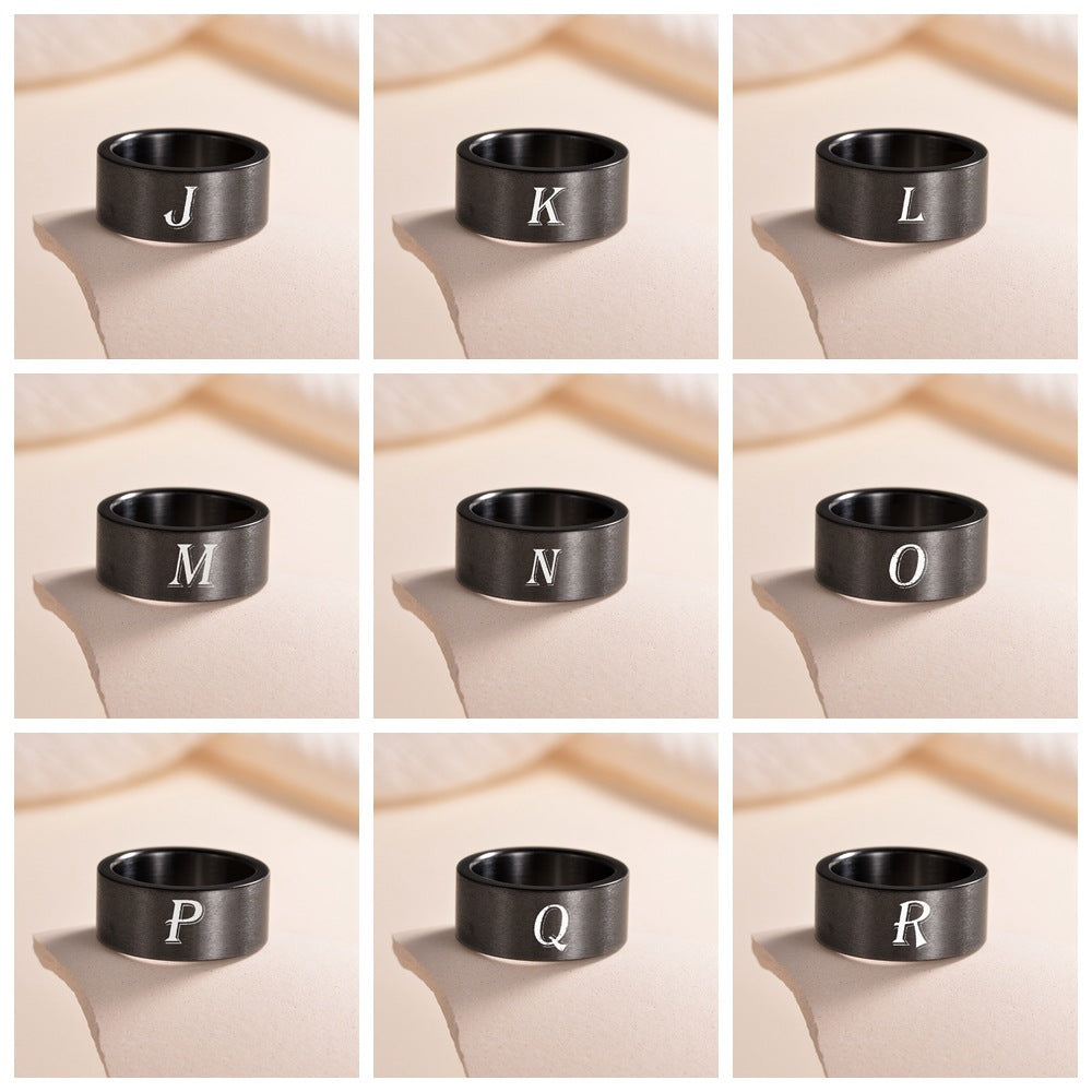Planderful Everyday Genie Fade Resistant Stainless Steel Letter Ring For Men And Women