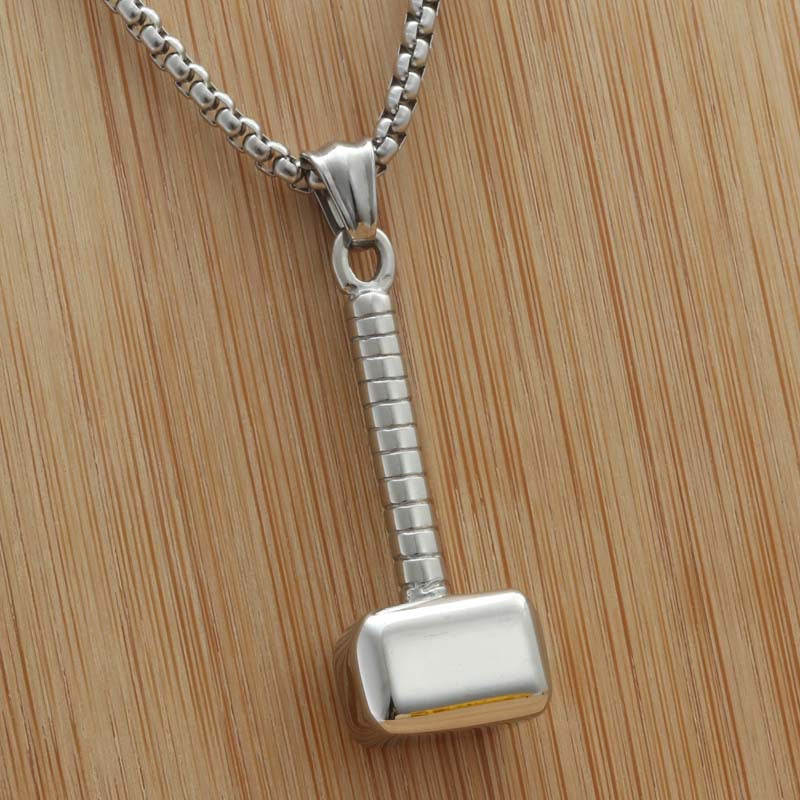 Titanium Steel Punk Hammer Pendant Necklace for Men - Retro Trendy Domineering Design