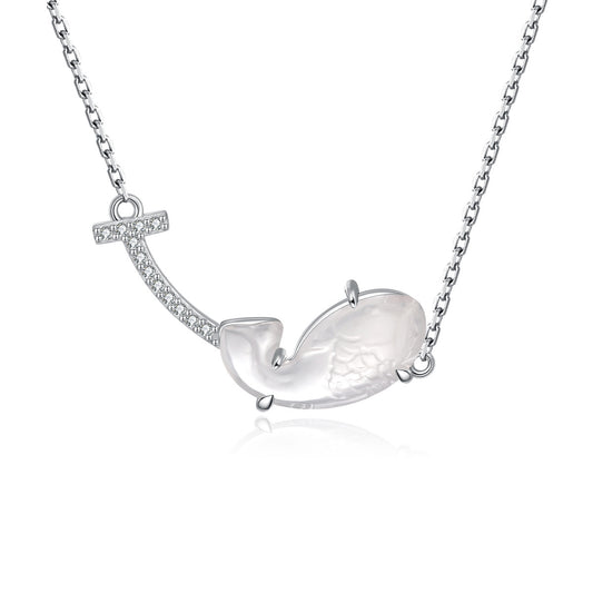 Original Chalcedony Koi S925 Sterling Silver Necklace Elegant