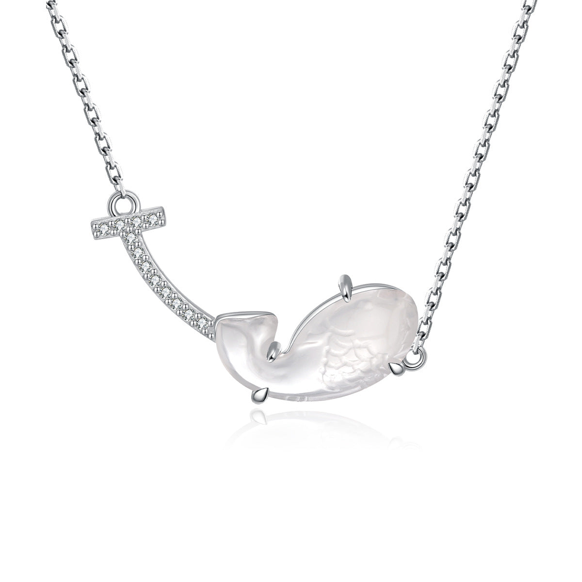 Chalcedony Koi Necklace S925 Sterling Silver By Planderful For Women Elegant Chinese Style Literary Art Clavicle Chain