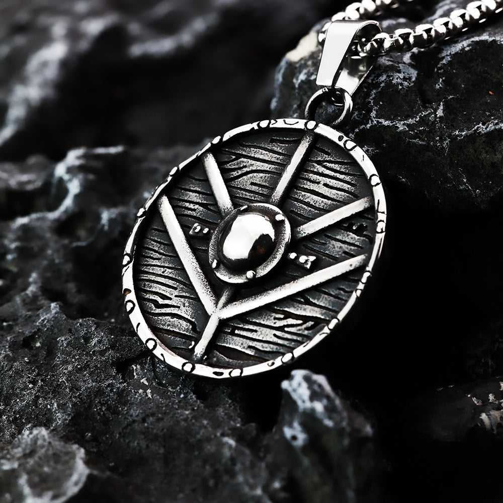 European and American Retro Stainless Steel Viking Warrior Pendant Necklace for Men