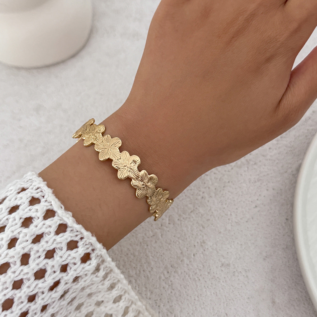 Planderful Vienna Verve Beach Ocean Scallop Opening Bracelet For Women Versatile Flower Jewelry