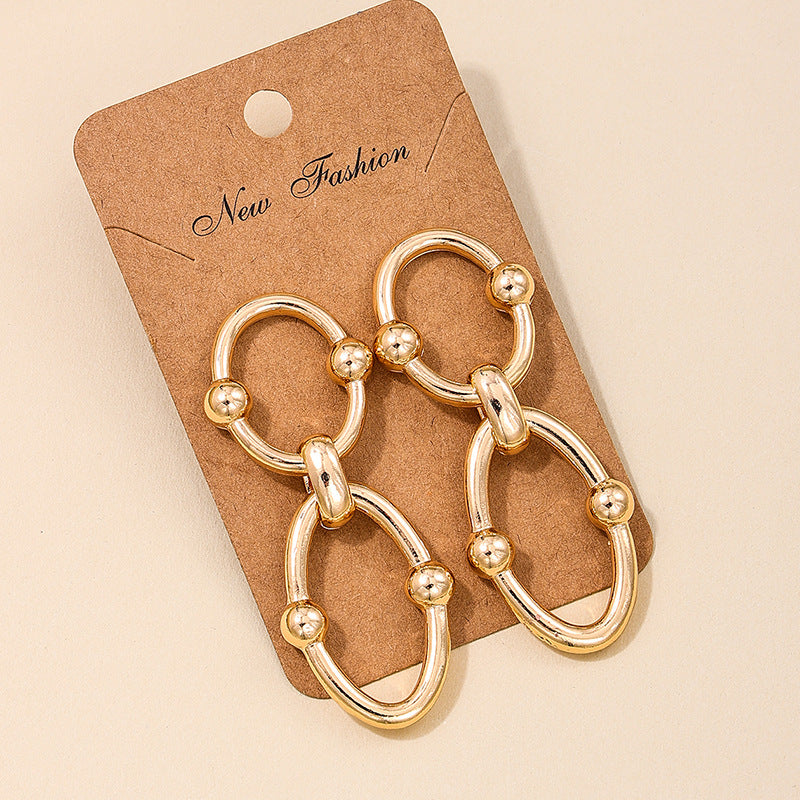Exaggerated Geometric Fusion Earrings with Stylish Vienna Verve Details for Women